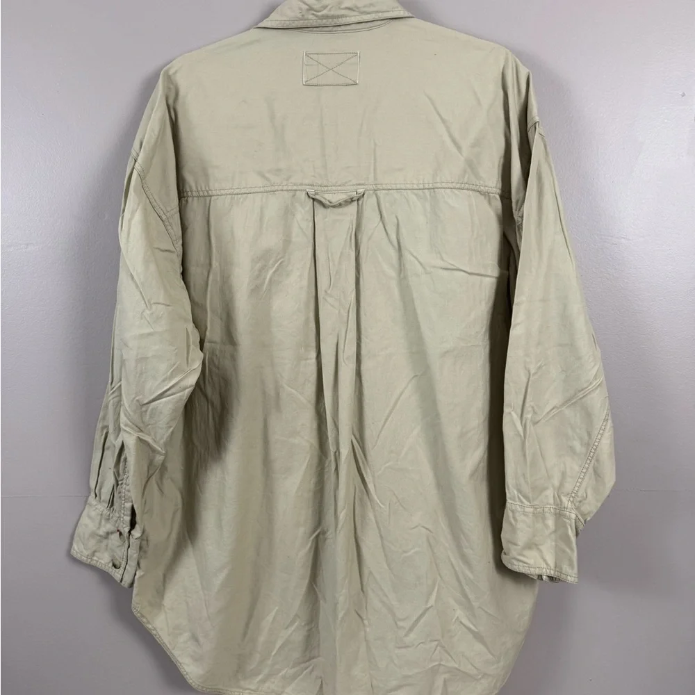 Free People The Freddie Tan khaki Castle wall color Oversized Button Down XS - Picture 9 of 15